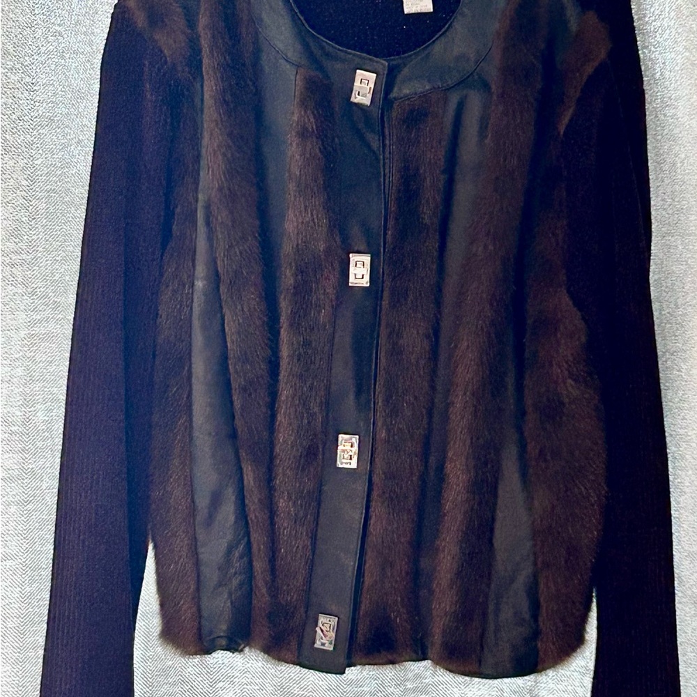Lisa International Black and Brown Teddy Jacket